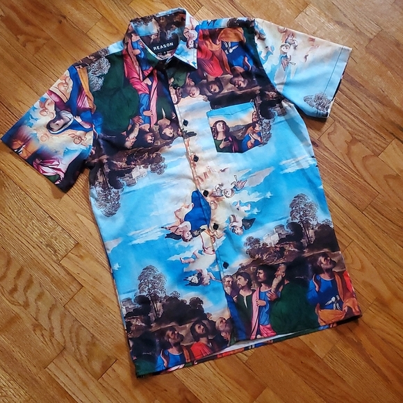 Reason Renaissance Print Button Down Shirt - Picture 3 of 8